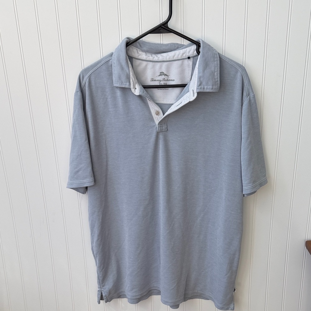 (104)Tommy Bahama Soft Light Blue Men's Polo